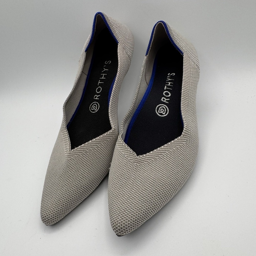 Rothy's The Point Flats‎ In Flax Birdseye Women's 9.5 Sustainable Fashion Gray